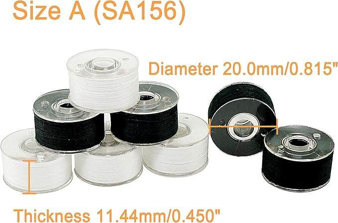New brothread 144pcs (96White + 48Black) 60S/2(90WT) Prewound Bobbin Thread Plastic Size A SA156 for Embroidery and Sewing Machine Cottonized Soft Feel Polyester Thread Sewing Thread