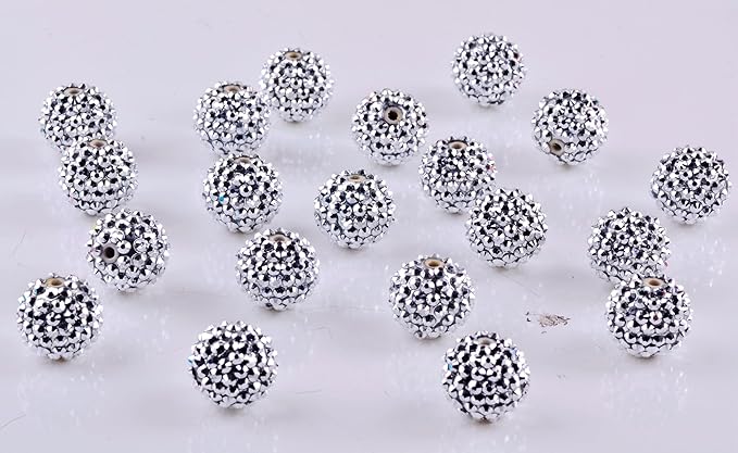 20mm Rhinestone Beads for Pens 20pcs Beaded Pens Beads Bling Glitter Suger Bugglegum Beads Large Balls Crystal Pen Beads for DIY Pens Keychain Making Suppliers Bulk