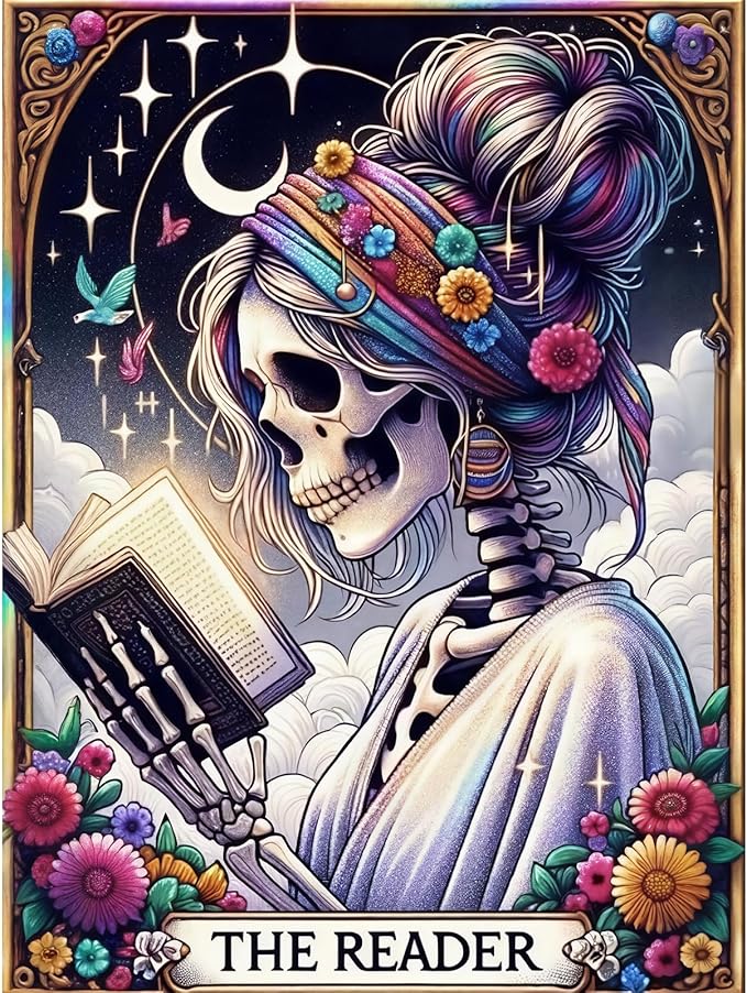 GEEHEIY Skull Diamond Art Kits for Adults, 5D Skeleton Diamond Painting Kits for Beginner, DIY Reader Gem Art Dots for Adults, Perfect for Home Wall Decor 12x16 Inch