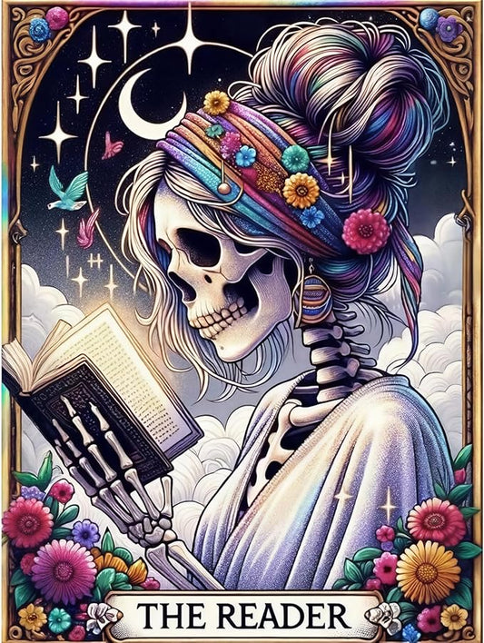 GEEHEIY Skull Diamond Art Kits for Adults, 5D Skeleton Diamond Painting Kits for Beginner, DIY Reader Gem Art Dots for Adults, Perfect for Home Wall Decor 12x16 Inch