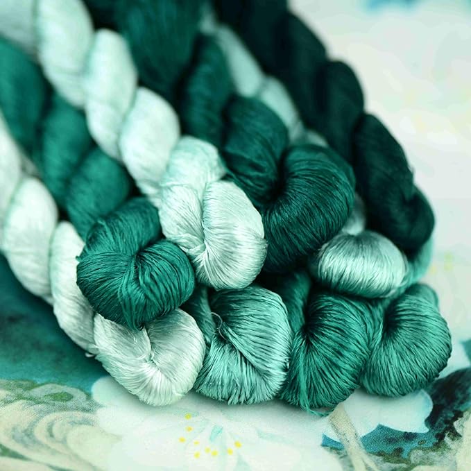 Natural 100% Silk Thread, Handmade Embroidery Thread Silk Floss 9 Colors 110m Each (53)
