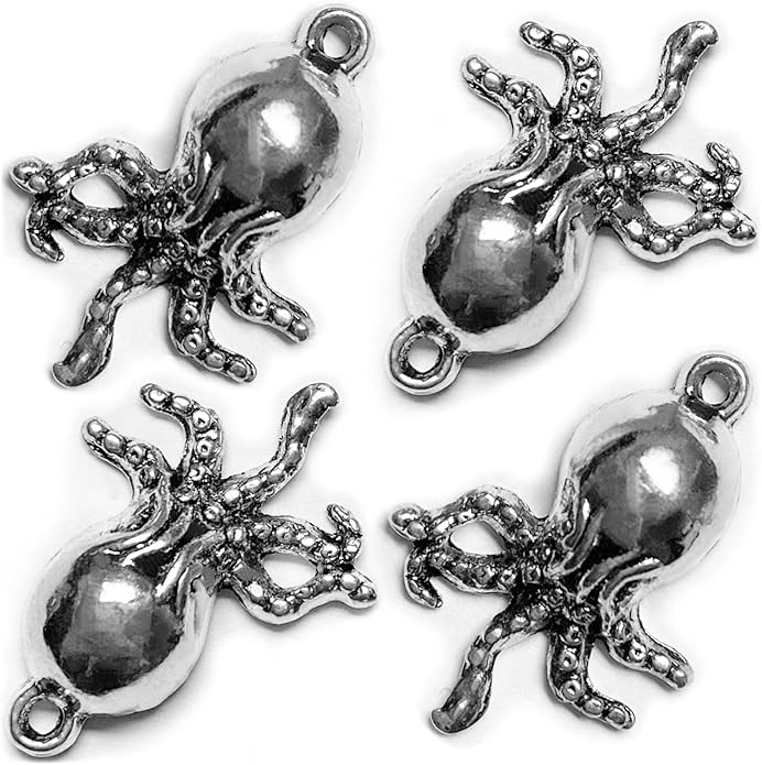 Heather's cf Silver Sea Charms – Antique Pendants, Non-Tarnish, Lead-Free & Nickel-Free, Bulk Ocean Animal Charms for DIY Jewelry, Bracelets, Necklaces, Earrings, Beach Craft Supplies (Sea Animals)