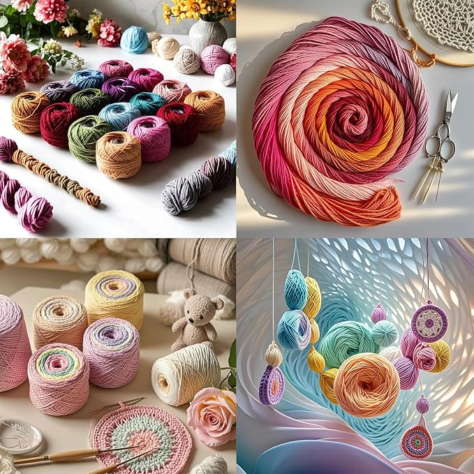 16 Rolls of Colorful Cotton Thread Ball Crochet Embroidery Rainbow Color Sewing Thread for Cross Stitch Crafts(Style 1)