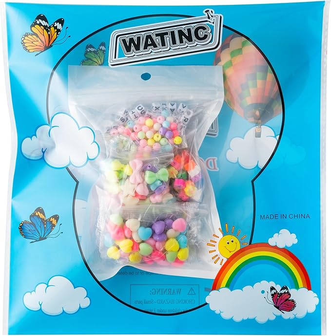 WATINC DIY Keychain Making Crafts Kits, Adjustable Letter Alphabet Beads Strings Keychain Flower Star Bow Shapes Beads Bulk, Bag Charms with Key Ring Supplies Jewelry Accessories Making Kit (471Pcs)