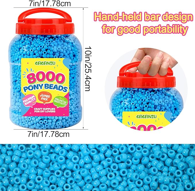 8000 pcs pony beads bulk for bracelet blue plastic beads making for hair braiding diy crafts kandi jewelry key chains and ornaments decorations boxed