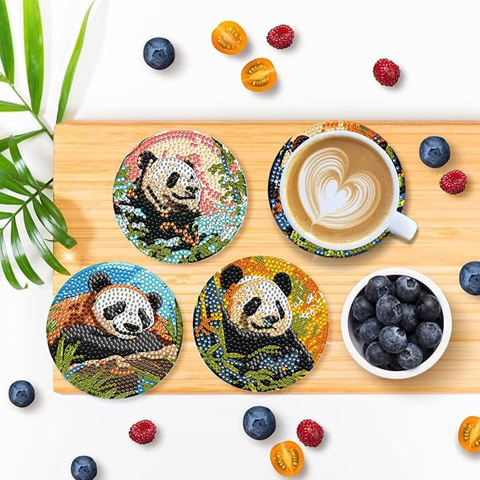 EWJRNSF 8 PCS Diamond Art Coasters Kit, Small Diamond Painting Coasters, Fall Diamond Art Kits for Adults Beginners, Arts and Crafts Supplies Item Sets with Holder