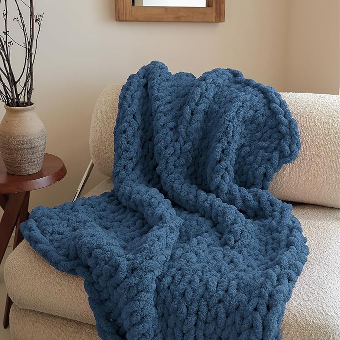 Jumbo Chunky Yarn for Hand Knitting - Super Thick Chenille Chunky Yarn for Crocheting - Extra Soft Bulky Fluffy Blanket Big Yarns 8 Jumbo Pack (27yds,8 oz Each Skein) Blue Teal