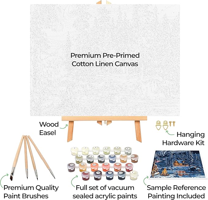 Ledgebay DIY Paint by Numbers Kit for Adults Framed Canvas Beginner to Advanced Paint by Numbers Kit Kits Include Acrylic Paint Set Brushes Tabletop Easel (Aurora Bliss 16" x 20" Framed)