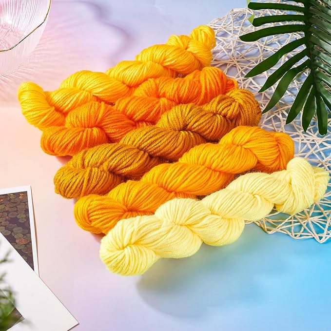 Cheriswelry 5 Skeins Yellow Craft Sewing Cord Threads for Weaving Soft Acrylic Fiber Yarn for Knitting 2.2mm Multicolor Skeins Yarn kit for Crochet Beginners Adults