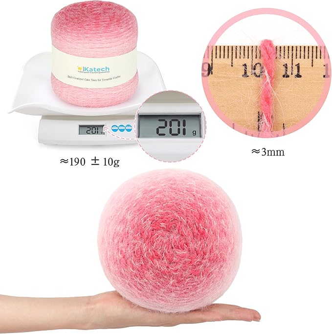 Katech Ombre Yarn for Crocheting-Large Skein of Gradient Yarn Cake-2 Pack of 200g/7.05 oz-80% Acrylic,20% Nylon- #4 Medium-Perfect for Star Blankets, Scarves, Shawls and Garments (C)