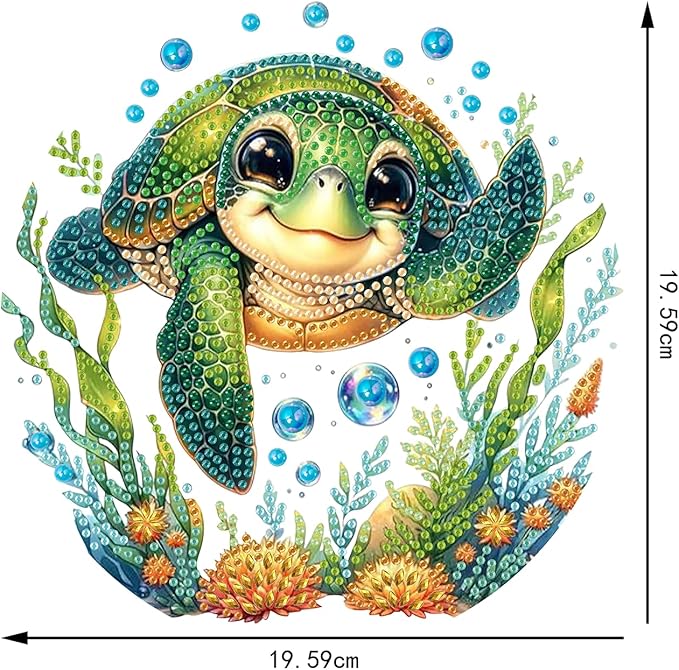AIBOERL Diamond Art Hanging Kit for Adult,Special Shaped Rhinestone,Double Sided 5D DIY Acrylic Diamond Art Painting Window Pendants Home Garden Wall Hanging Kits Hanging Ornament (Turtles)