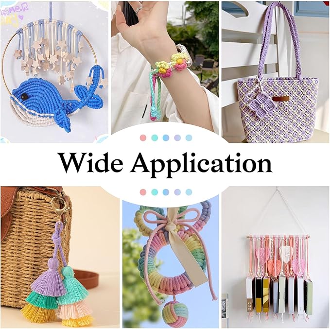 98.46 Feet Colorful 3-3.5mm Macrame Cord Twisted Soft Macrame Rope Segment Dyed Decorative Cord Sewing Twine Craft Thread for DIY Crafts Knitting Plant Hangers Christmas Wedding Decoration