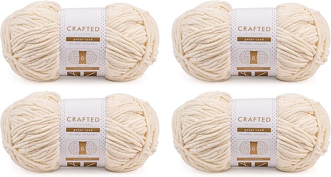 Crafted By Catherine Blanket Solid Yarn - 4 Pack (213 Yards Each Skein), Antique White, Gauge 6 Super Bulky