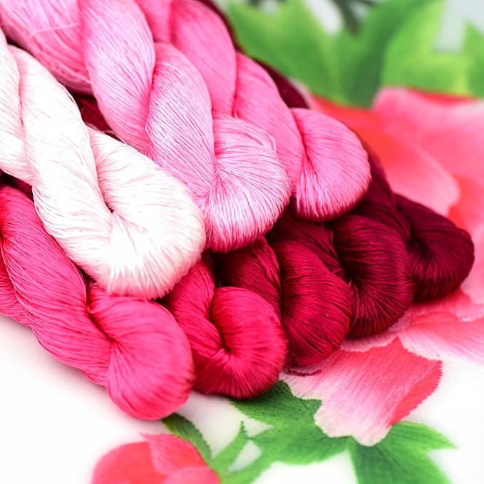 Natural 100% Silk Thread, Handmade Embroidery Thread Silk Floss 8 Colors 110m Each (09)