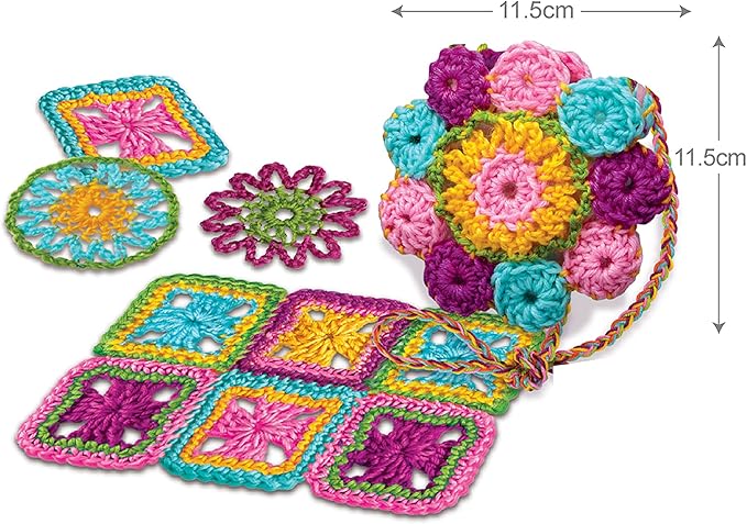4M: Easy-to-Do Crochet - DIY Knitting Craft Kit, Learn 3 Yarn Work Projects, Create Coasters-Mini Bag-Placemat, All-in-1 Set, Beginners & Kids Ages 8+
