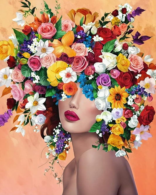 ldazao Paint by Numbers Kit for Adults Flower Color Adult Paint by Number Kits Paint and Sip Kit Canvas Oil Painting Kit Girl Crafts for Women Gift Flameless 16x20 Inch Flameless