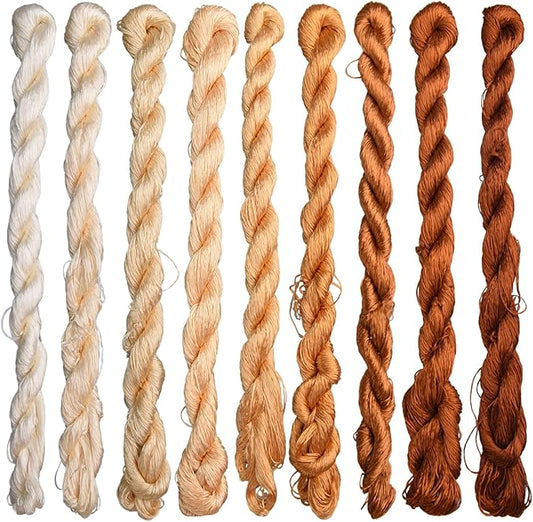 Natural 100% Silk Thread, Handmade Embroidery Thread Silk Floss 9 Colors 110m Each (58)