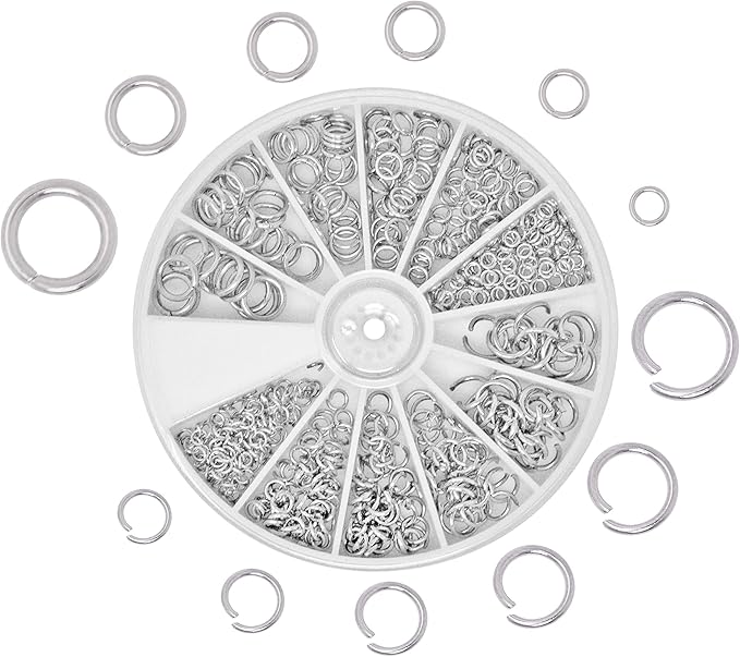 Mandala Crafts 500 Pcs Assorted Stainless Steel Jump Rings Jewelry Findings - 3mm to 8mm Small Open Jump Rings Kit for Jewelry Making & Crafts