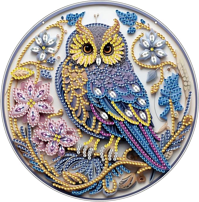 Generic DIY Hanging Diamond Pendant Special Shaped Crystal Diamond Art Painting Ornament Single Sided for Window Home Garden Wall Door Decor-Owl