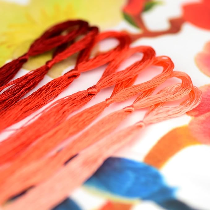 Natural Silk Thread for Embroidery, 7 Vibrant Colors, 110m Each, Handmade Silk Floss（07）