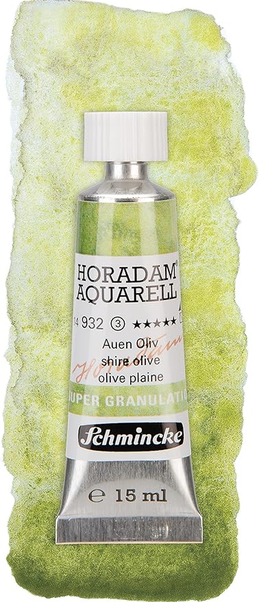 Schmincke - HORADAM® AQUARELL, Super- Granulation Set Shire, 5 x 15 ml tubes, 74 867 097, wooden box, very strong granulating colors, finest, supergranulating watercolors