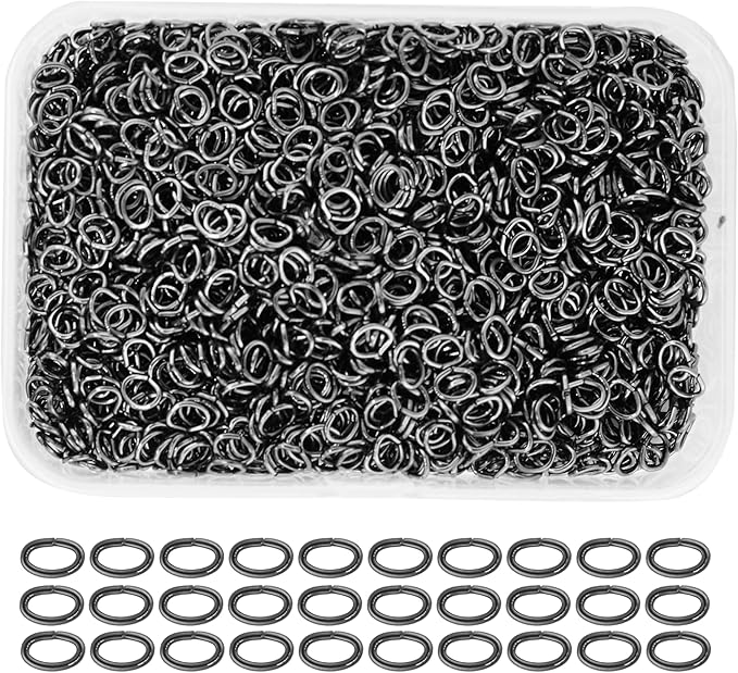Mandala Crafts 5600 Pcs Oval Gunmetal Jump Rings Kit - 4X3mm, 0.5mm Wire, Nickel &, Tarnish & Rust Resistant, Ideal for Jewelry Making & Crafting