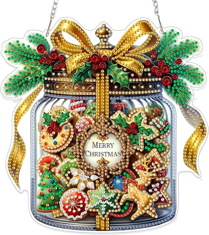 GHHKUD Hanging Diamond Art Christmas Pendants Kits, DIY Hanging Decoration Double Sided Bottle Gifts Diamond Pinting Ornaments for Adults Kids Gifts for Home Decor