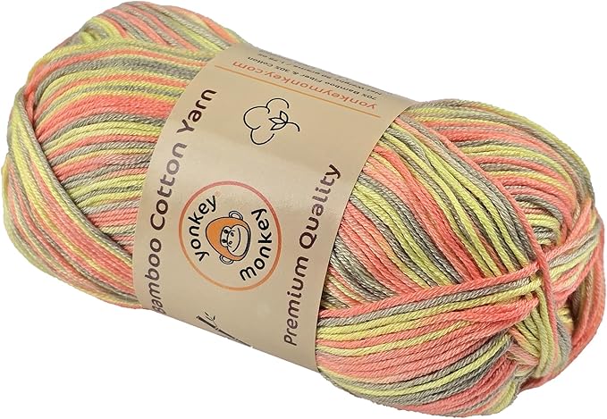 10-Pack of Yonkey Monkey 500 Grams Yarn - 70% Rayon derived from Bamboo, 30% Cotton - Imported - Tiger Mix 9046