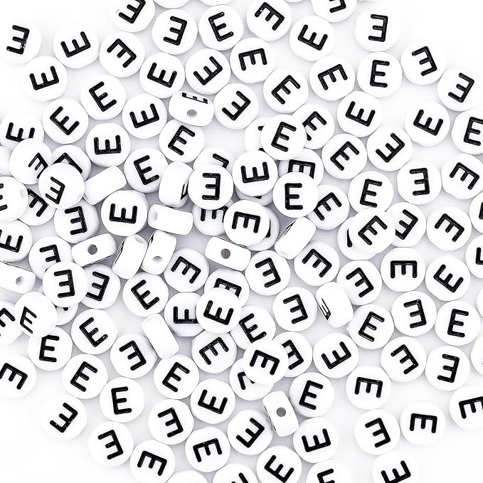 sunrica 300pcs vowel letter pony beads for friendship bracelets making 4x7mm individual round white alphabet beads e