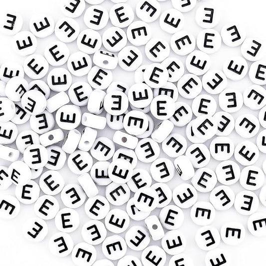 sunrica 300pcs vowel letter pony beads for friendship bracelets making 4x7mm individual round white alphabet beads e