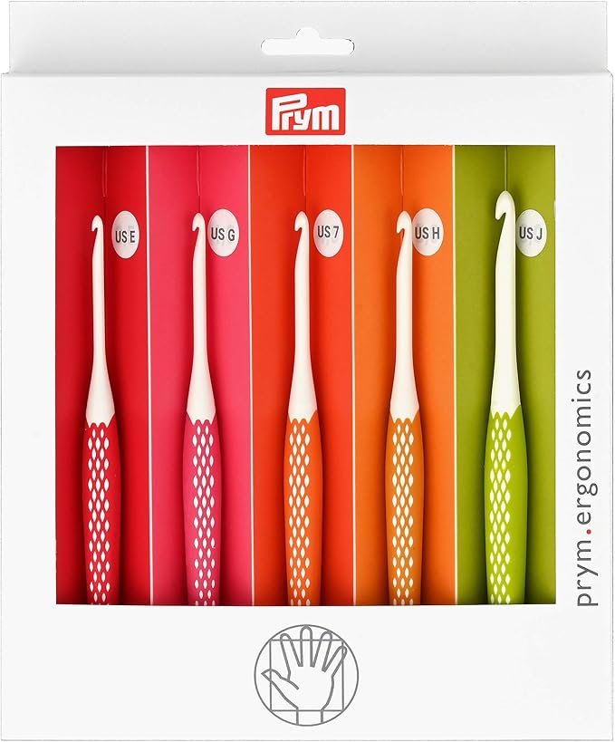 prym ergonomics crochet hook set, small (e, g, 7, h, j)