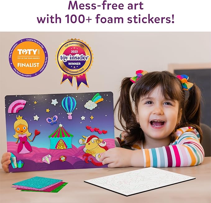 skillmatics foil fun - unicorns & princesses, no mess art for kids, craft kits & supplies, diy creative activity, travel toys, valentine’s day gifts for ages 4, 5, 6, 7, 8, 9