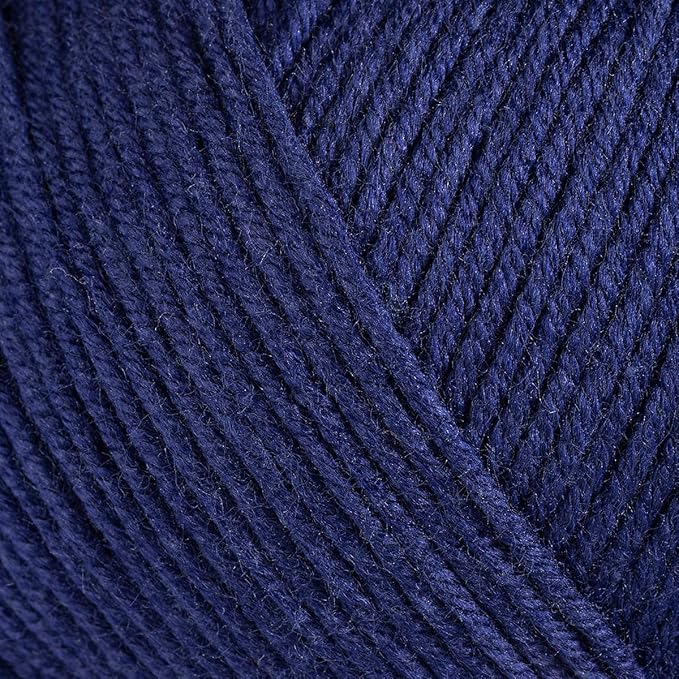 Estako Happy Cotton, (4 Skeins Pack) 60% Cotton 40% Acrylic Yarn, Soft, Fine/Sport (2) for Crochet and Knitting (4 x 1.76 Oz) / (4 x 180 Yrds) (4210 - Navy Blue)