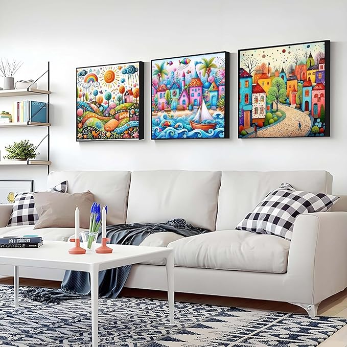 YPF 4 Packs Diamond Painting Kits for Adults Cartoon Diamond Painting Crafts DIY 5D Diamond Art Kits for Beginner Home Wall Decoration Gift 11.8x11.8 Inches (4 Pack Landscape Abstract)