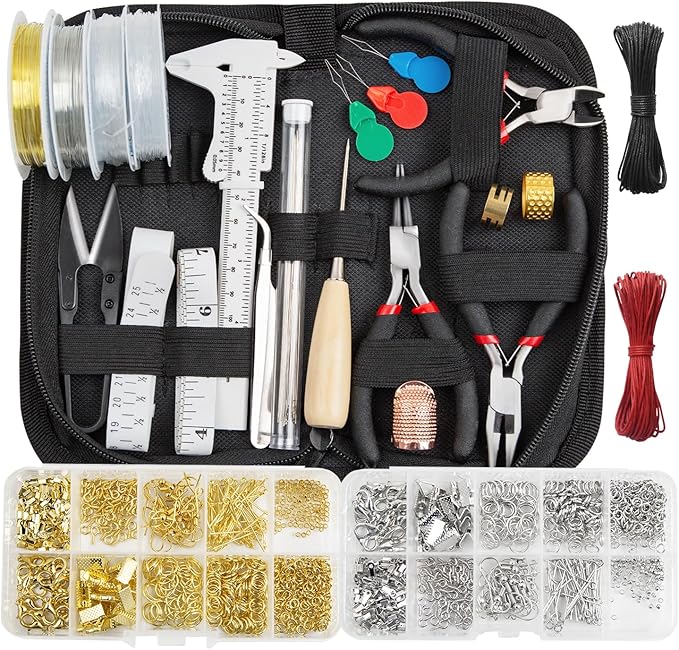 GTAAOY Jewelry Making Kit for Adults, Jewelry Making Supplies Kit with Wire Wrapping,Pliers,Craft Ring Wire,Earring Charms, Findings for Jewelry Repair and Beading