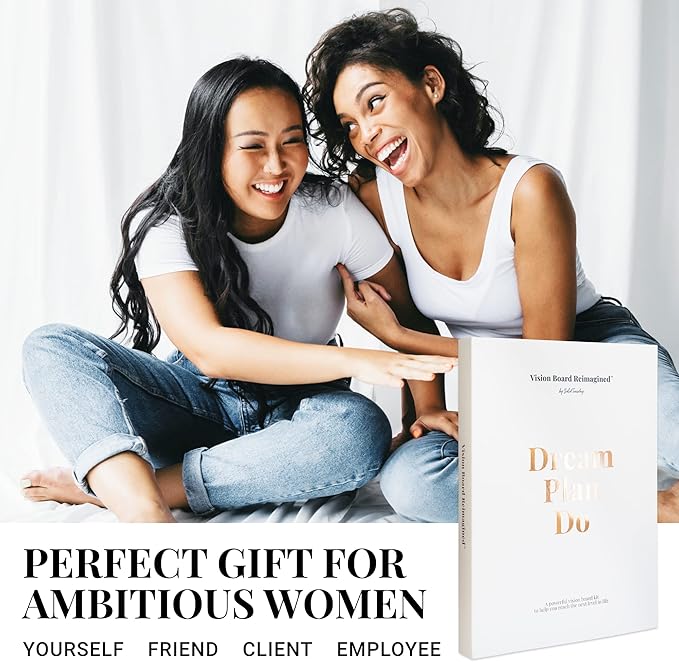 Vision Board Kit for Women - 168 Cards with Premium Pictures & Quotes, Foldable Board & Guide Book | Complete Manifestation Clip Art Craft Supplies for Adults | Original Dream Plan Do All-in-One Kit
