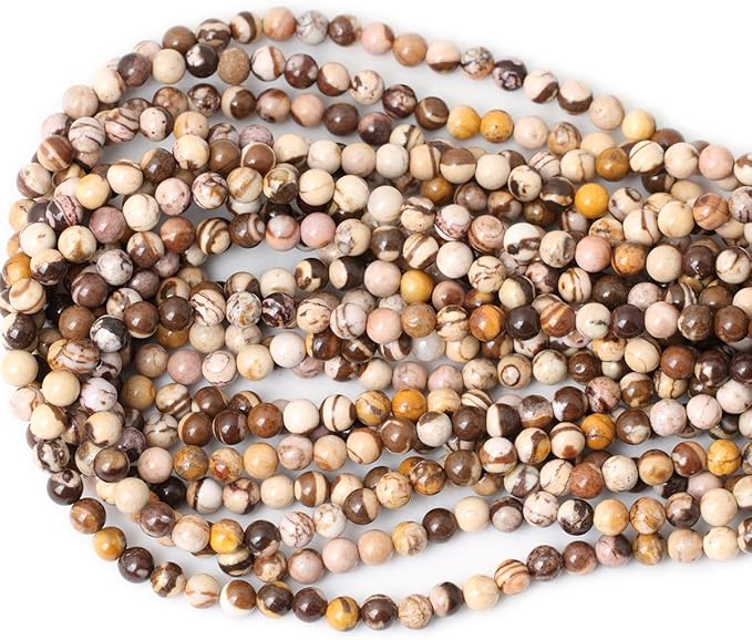 cheavian 60pcs 6mm natural australian zebra gemstone round loose beads crystal energy stone for diy jewelry making 1 strand 15"