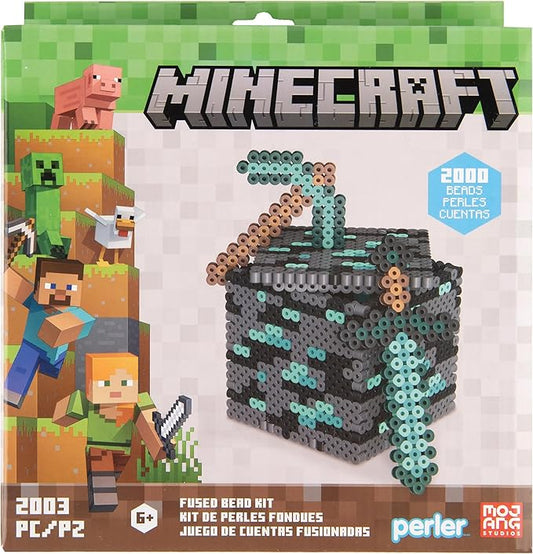 Perler 80-57202 Minecraft 3D Fused Bead Craft Activity Kit with 3 Projects, Multicolor, 2003 Pieces