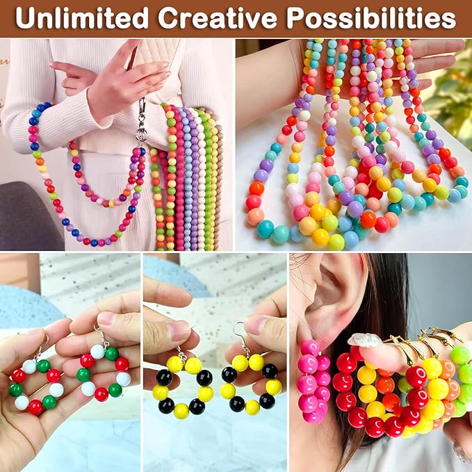 470Pcs 10mm Acrylic Round Beads for Jewelry Making, 28 Colors Assorted Rainbow Beads for Bracelets Making Kit Pastel Plastic Bubble Gum Loose Spacer Beads for Friendship Bracelets Necklace DIY Craft
