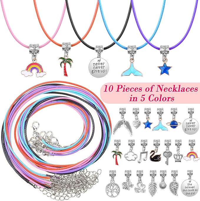 Thrilez DIY Bracelet Making Kit, 97Pcs Charm Bracelets Kit with Beads, Pendant Charms, Bracelets and Necklace String for Bracelets Craft & Necklace Making