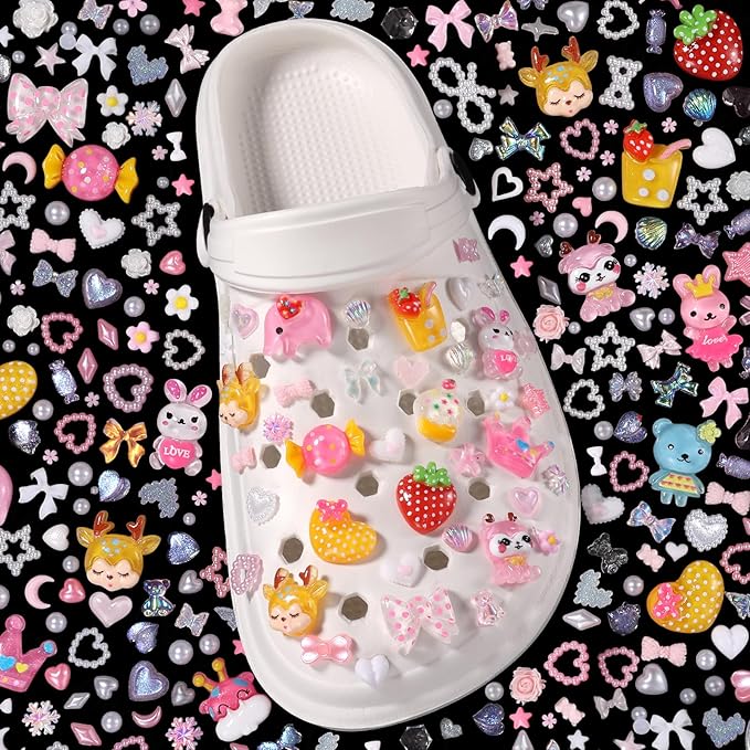 Junk Case Charms Kit, Junk Phone Case Charm, Flatback Cartoon Animal Lollipop Candy Strawberry Flower Cute Slime Charms for DIY Crafts, Scrapbooking, Jewelry Making-S5