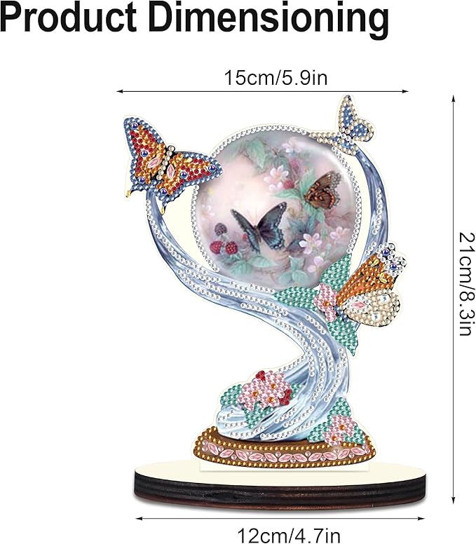 MVVMTOP Christmas Diamond Art Tabletop Decoration, DIY Butterfly, Diamond Art 5D Special Shape Crystal Diamond Partial Diamond Art Painting Mosaic Handicraft, Home Office Tabletop Decor Gift