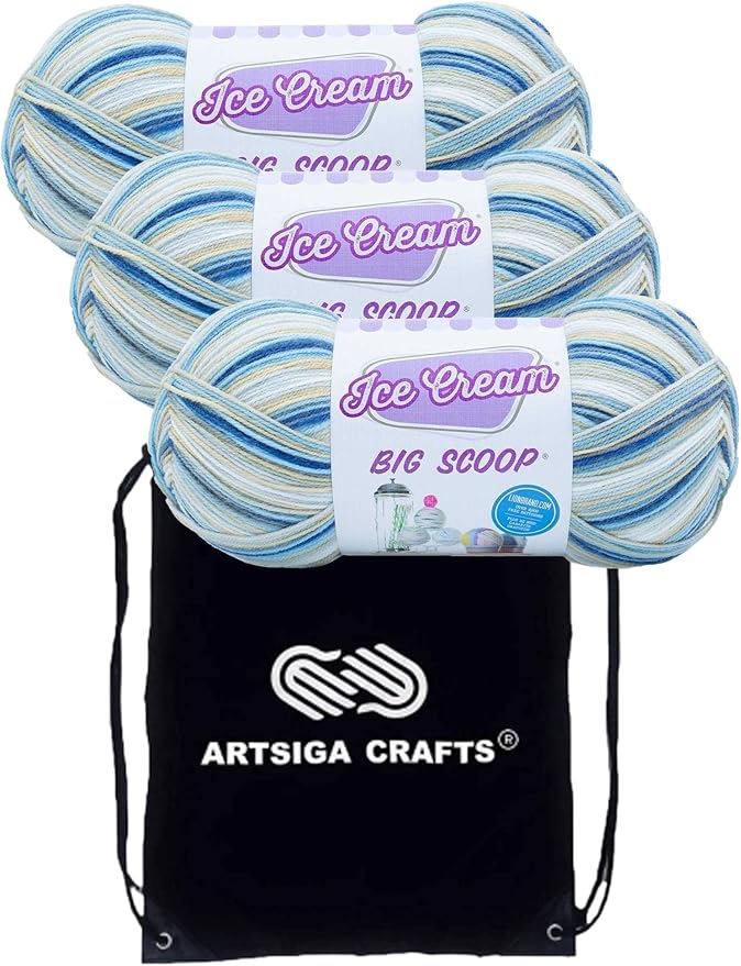 Lion Brand Ice Cream Butter Pecan 923-238 (3-Skeins - Same Dye Lot) Baby Sport #2 Acrylic Yarn for Crocheting and Knitting with Project Bag