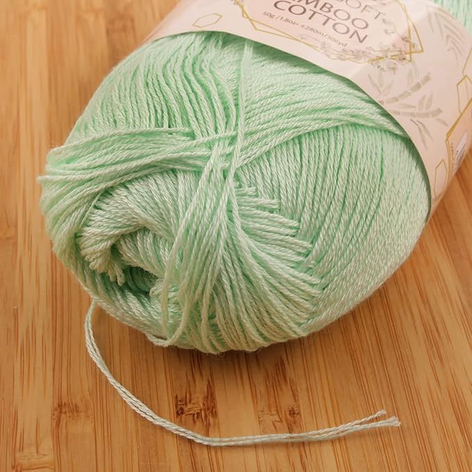 JubileeYarn Baby Soft Bamboo Cotton Yarn - 50g/Skein - Mint Green - 4 Skeins