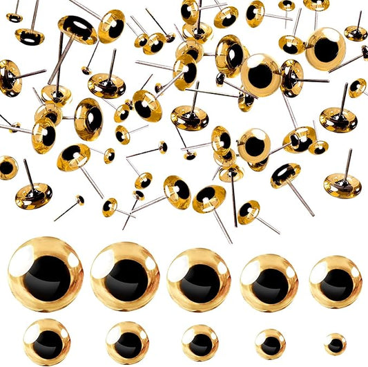 TOAOB 100pcs Yellow Glass Eyes Kits 3mm to 12mm Assorted Sizes for Crafts Needle Felting Decoys Sewing