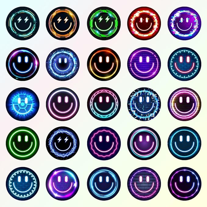 wercokt 100pcs smiling neon stickers, cute water bottle stickers for kids, for teaching rewards, notebooks, stationery, luggage, cartoon pvc happy sticker
