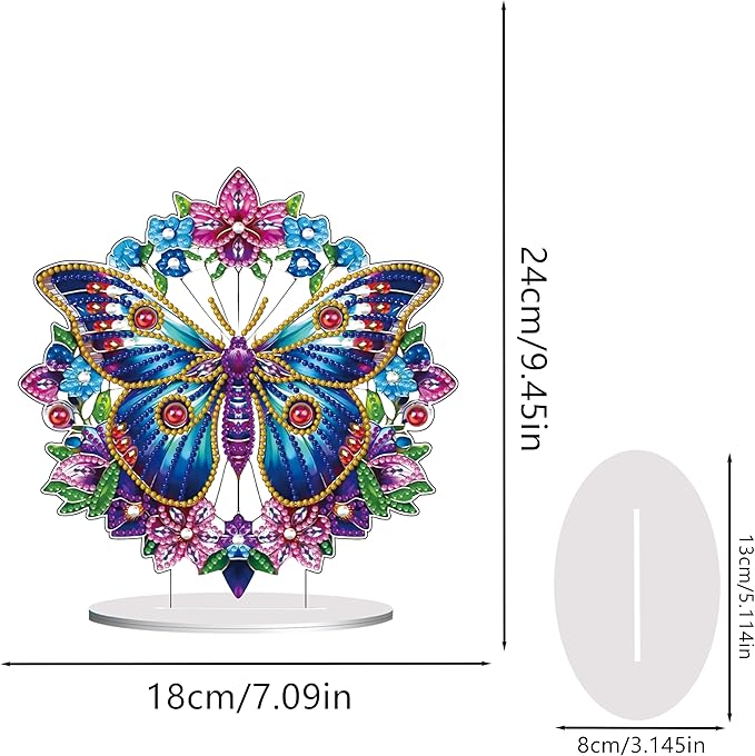 hyzsj DIY Diamond Desktop Ornament Purple Butterfly,Crystal Diamond Art Painting Tabletop Ornaments Single Sided,Ornament for Adult Beginner Home Office Decor Crafts Gift