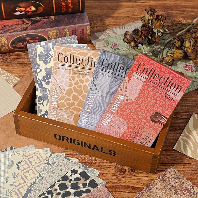 180 Sheets Patterned Paper, Scrapbook Paper for Decoration, Scrapbook Supplies Kit for Writing Planner (Red, Gray, Brown)