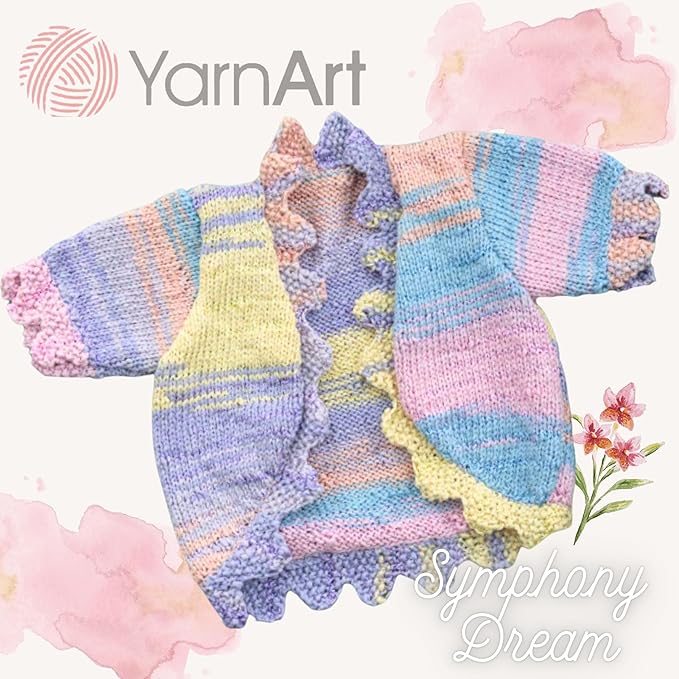 YarnArt Symphony Dream Cotton Yarn -%80 Cotton%20 Viscose Rainbow Multicolor Crochet Knitting Yarn - Suitable for All Blouses, Dresses, Shawls, Bags, Hats - 273 Yards, 3.52 Oz (1 Skein) (3115)