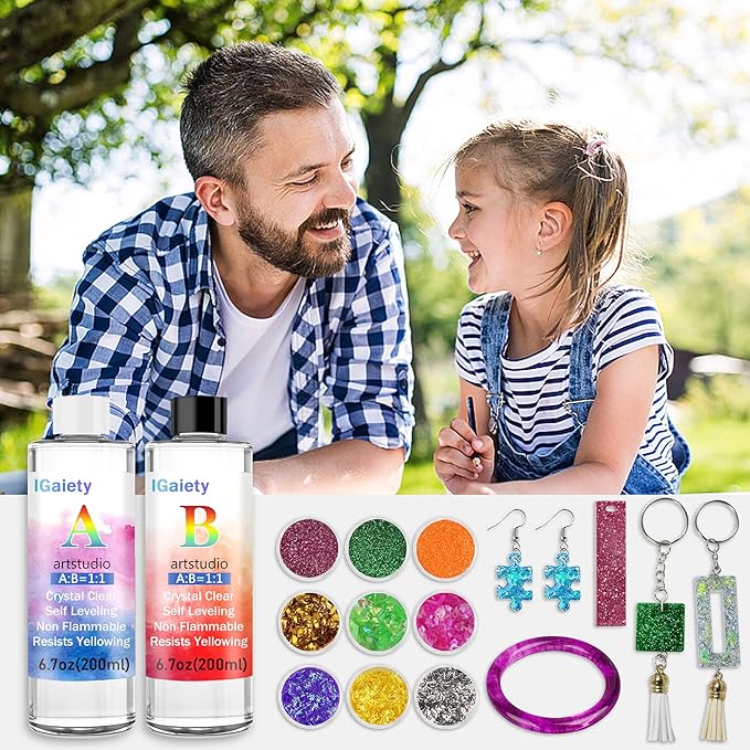IGaiety Resin Kits for Jewelry Making Silicone Molds Starter Kit 278 Pcs Bundle with Epoxy Resin Silicone Mold Art for DIY Jewelry Earring Keychain Necklace Rings Making Adults Beginners